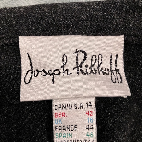 Joseph Ribkoff mid calf length gray skirt with hem flounce. - Picture 7 of 9